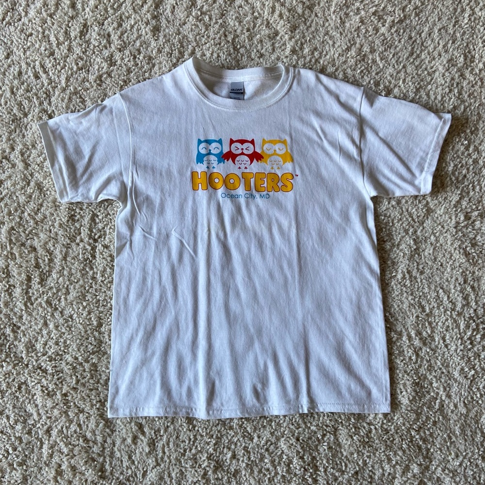 Kids White Hooters Graphic T-Shirt